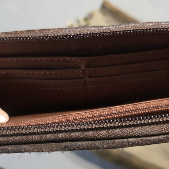 Myra Bag With Matching Wallet Boho Chic Brown and Cream Shoulder Bag Set - Picture 9 of 10